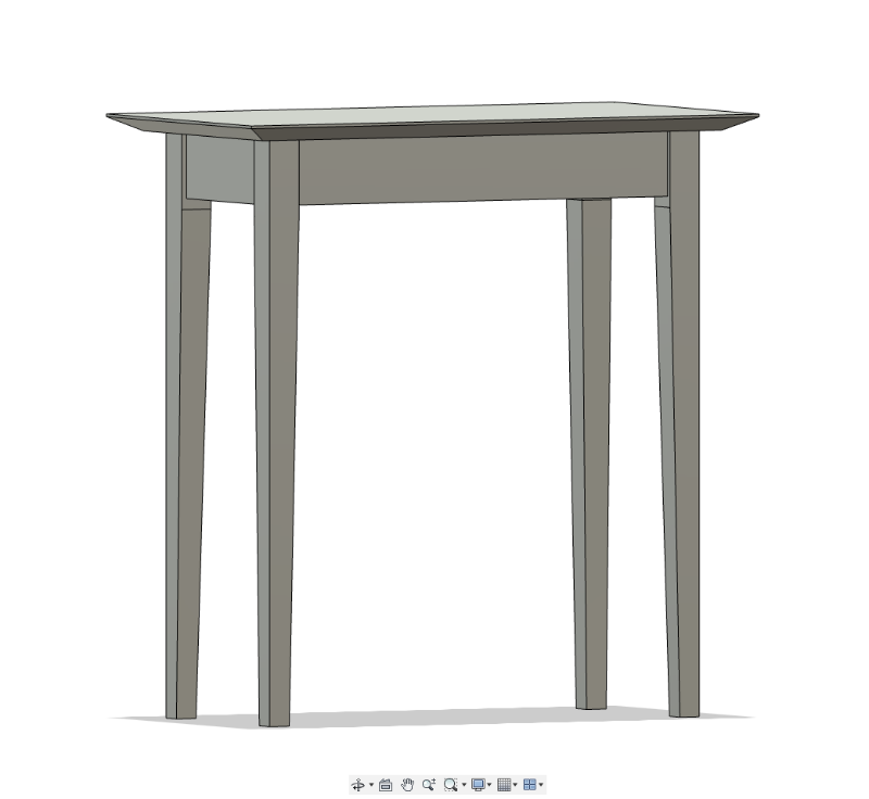 A screen from Fusion 360 showing the completed table project.